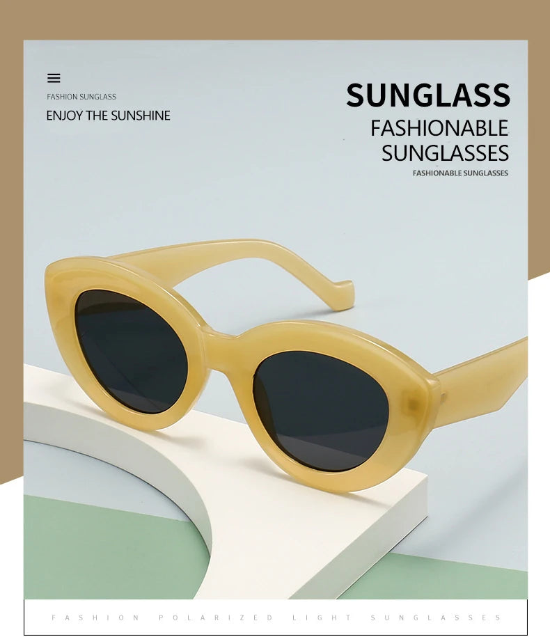 Vintage Thick Frame Oval Cat Eye Sunglasses | Trendy Street Style