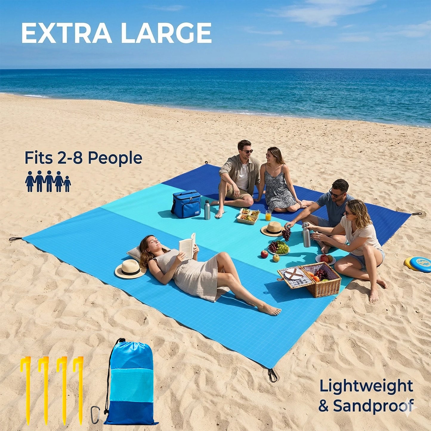 Oversized Lightweight Beach Blanket | Sand Free Waterproof Mat