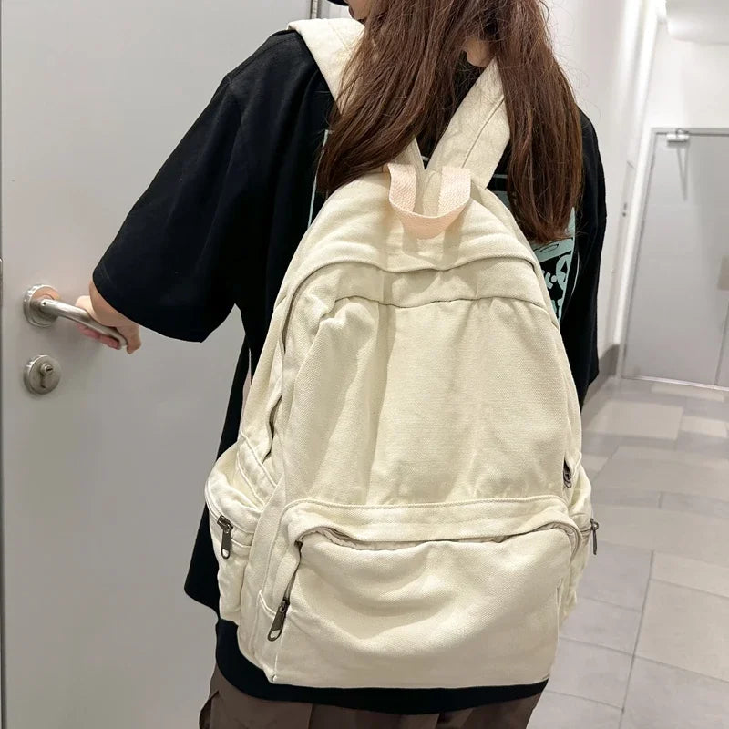 Vintage Washed Canvas Backpack | Stylish School & Travel Bag