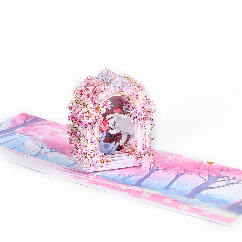 Elegant Floral Birthday & Holiday Greeting Card | Pink Rose Design