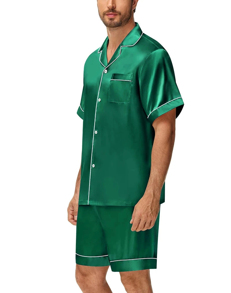 Men's Luxury Satin Pajama Set | Short Sleeve Summer Sleepwear