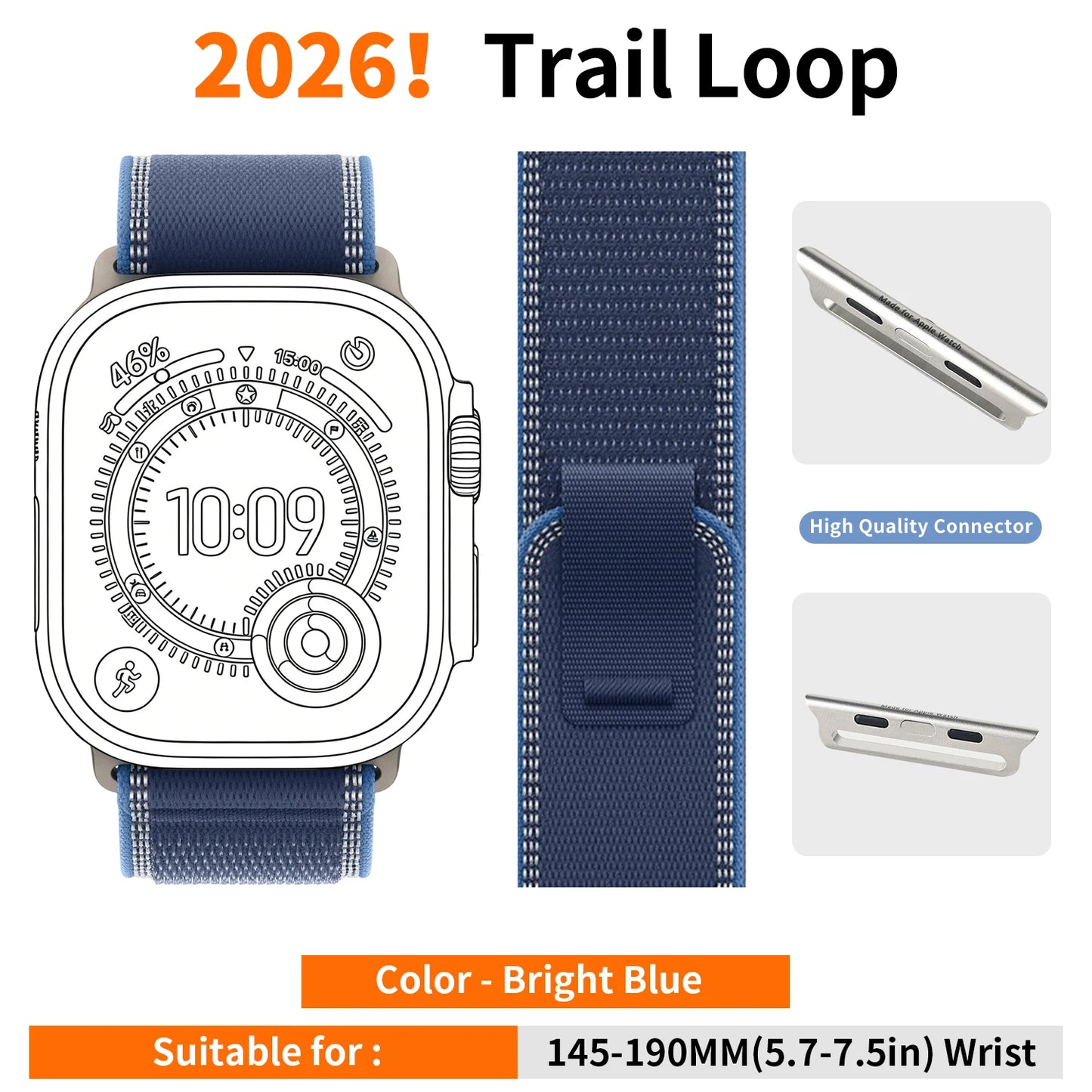 High-Quality Nylon Strap for Smartwatches | Natural Titanium Finish