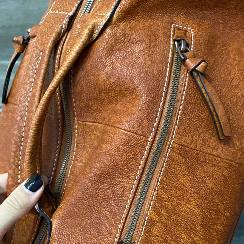 Retro Multi-Functional Vintage Backpack | Large Capacity Leather Bag