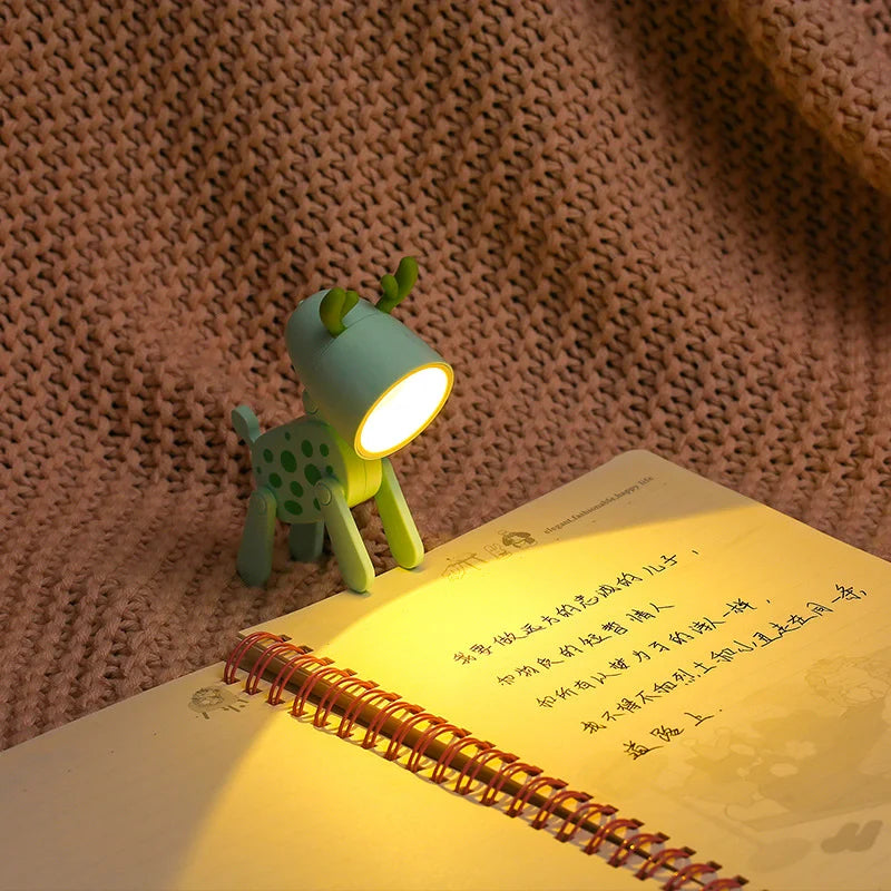 Adorable Mini Lámpara de Noche de Cachorro Manchado | Bonito Regalo de Lámpara de Escritorio