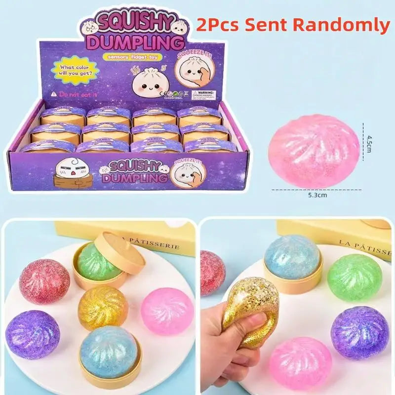 1/2Pcs Slow Rebound Soft Pinch Decompression Toys Simulation Flash Dumpling Pressure Ball Office Home Decor Children Adults Gift