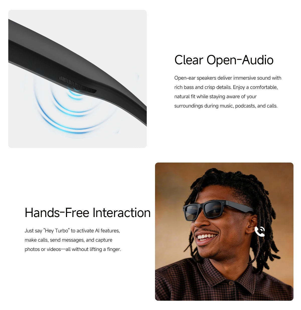 AI Smart Glasses with Real-time Translation and 800W Camera