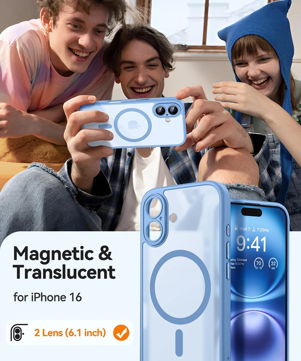 Magnetic Luxury Matte Translucent Shockproof Case for iPhone 16/15/14/13