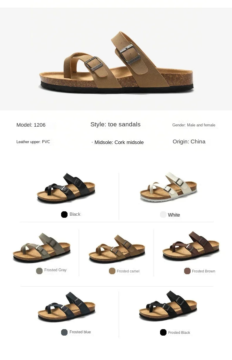 Men's Non-Slip Slippers with Cork Metal Buckle | Waterproof Outdoor Wear