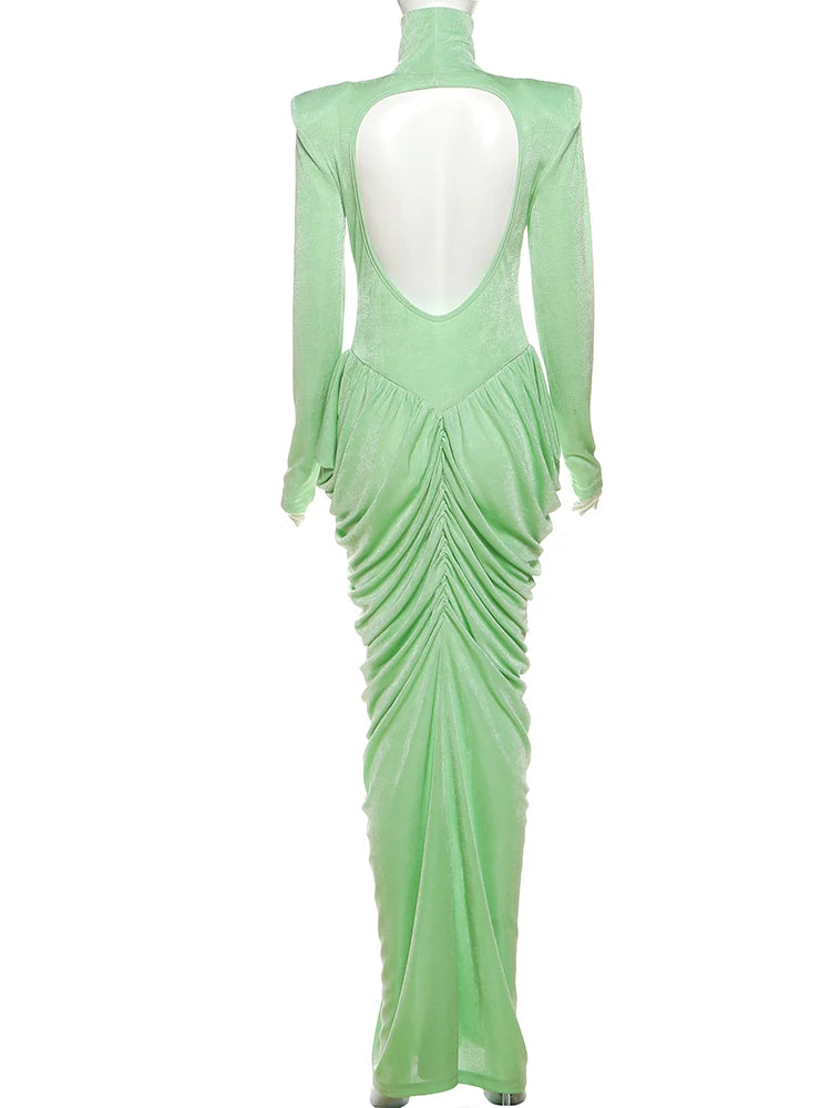 Elegant Autumn Maxi Dress | Turtleneck Full Sleeve Womens Dress
