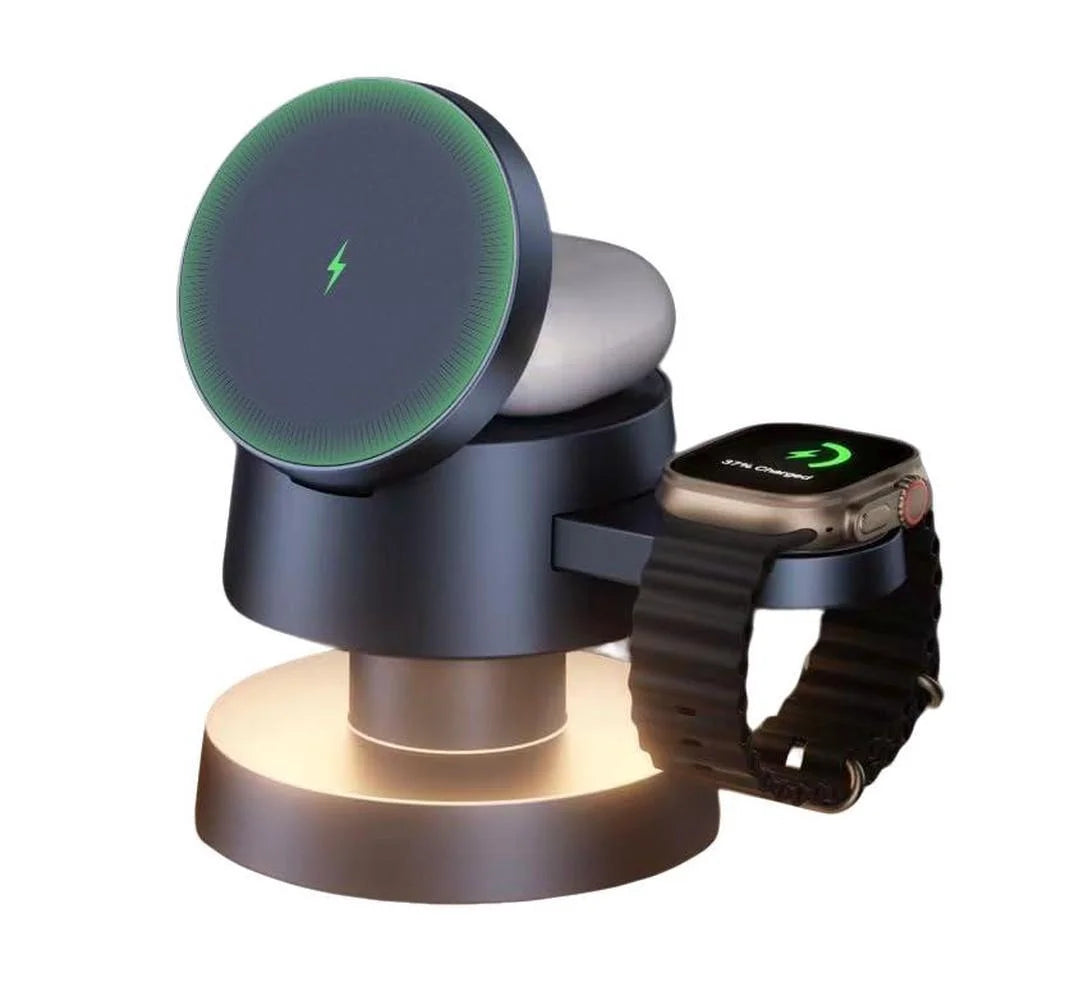 Magnetic Wireless Charger with Night Light | 15W Fast Charging Hub