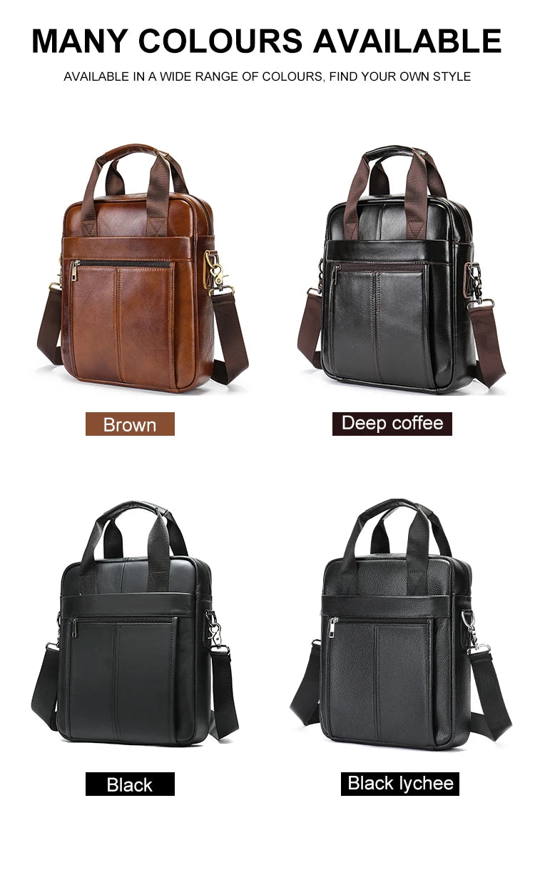 Bolso bandolera de cuero genuino para hombre | Elegante maletín para portátil