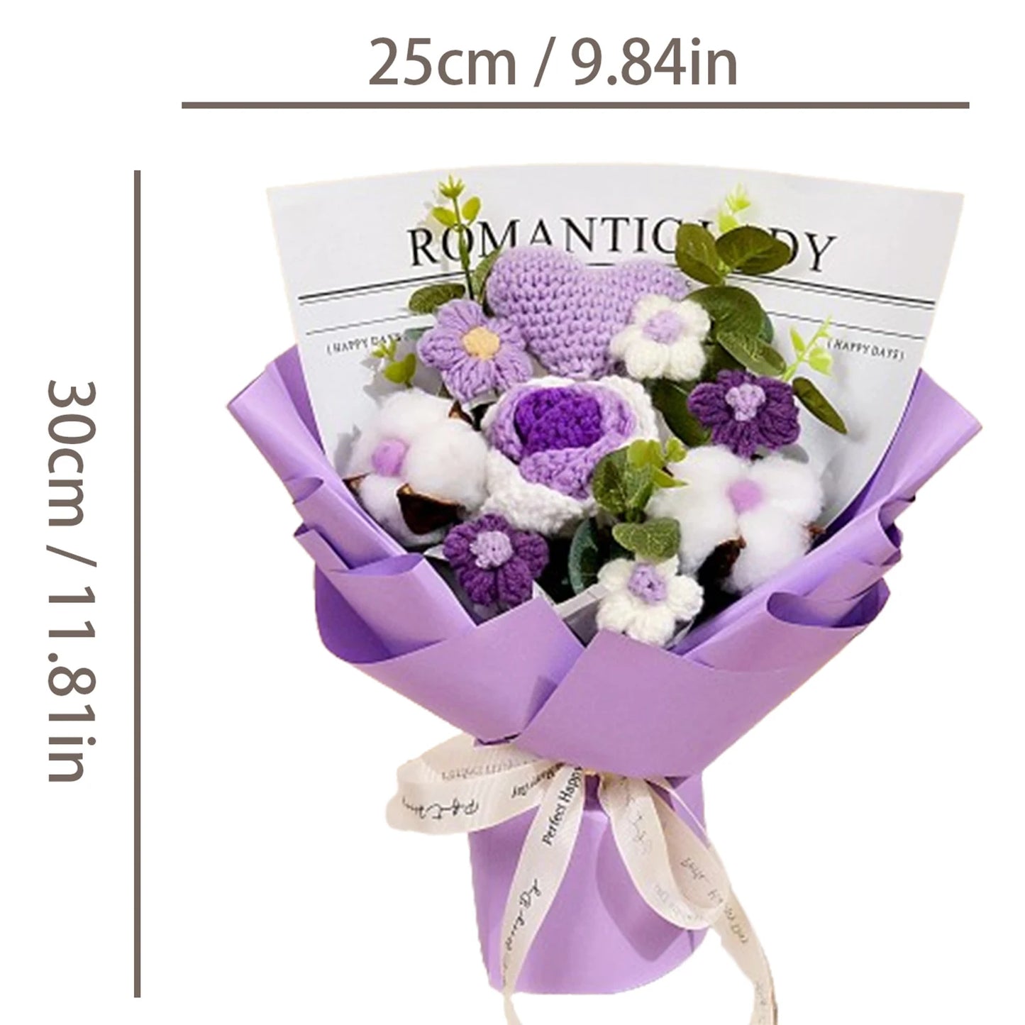Ramo de Rosas Moradas de Ganchillo Hecho a Mano | Regalo Floral Atemporal
