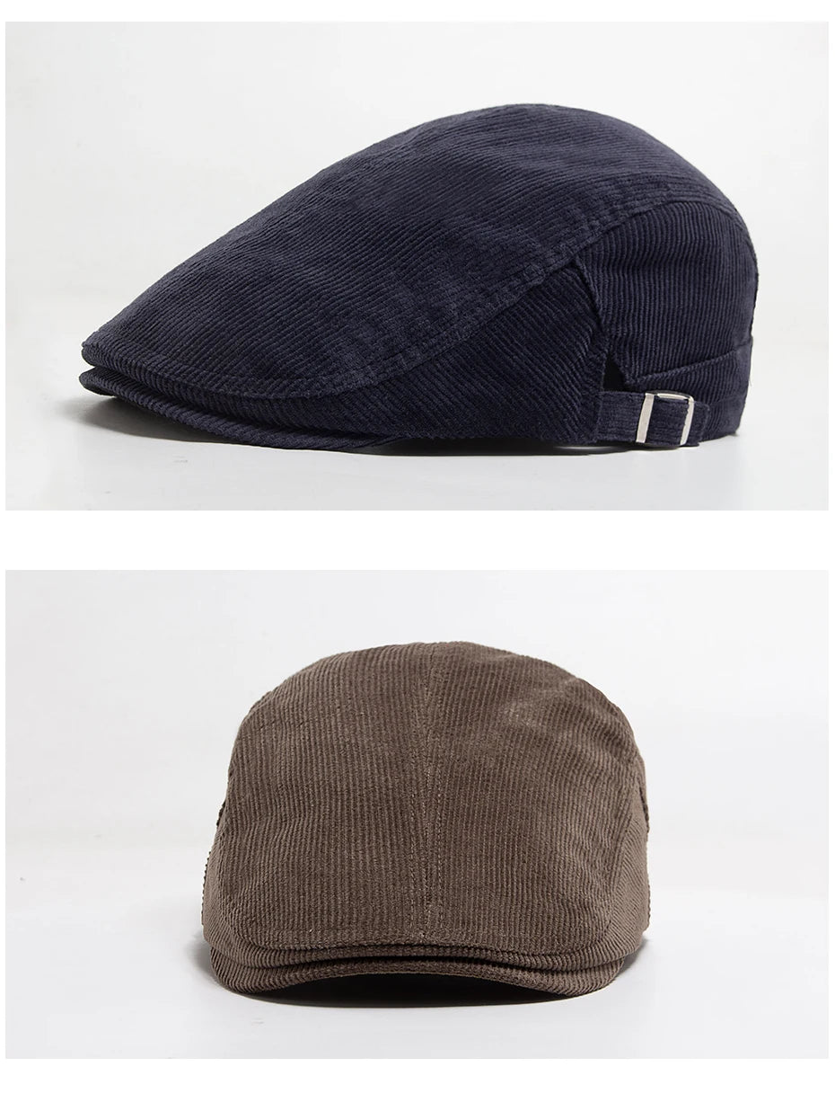 Unisex Corduroy Beret Hat | Vintage Newsboy Cap for All Seasons
