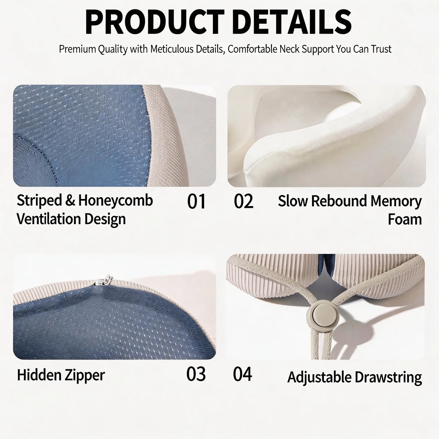 Kid-Friendly U-Shaped Memory Foam Neck Pillow for Travel Naps