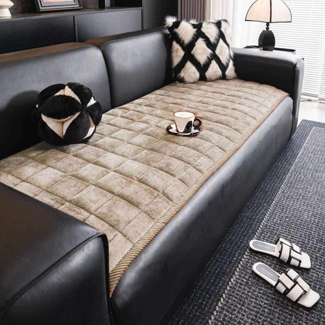 Thicken Squares Quilting Solid Sofa Cover | Elegant Home Decor