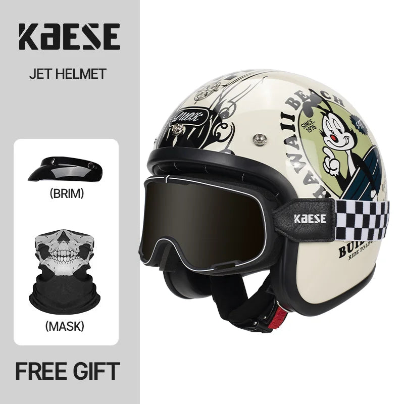 DOT Approved Vintage Motorcycle Helmet | Open Face Riding Gear