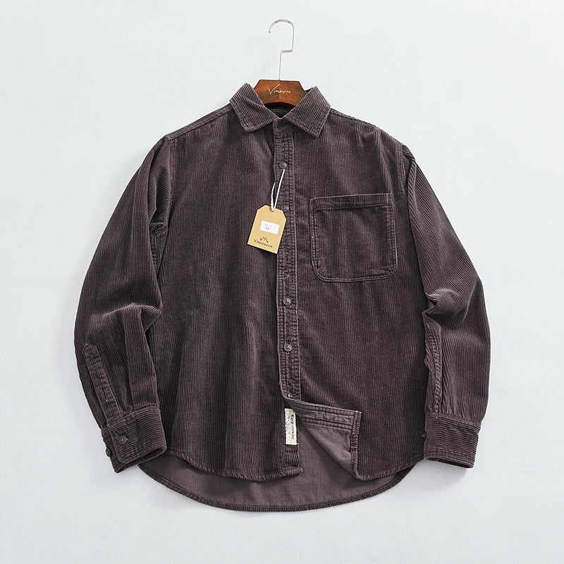 Men's Chunky Corduroy Long Sleeve Shirt | Stylish Autumn Essential