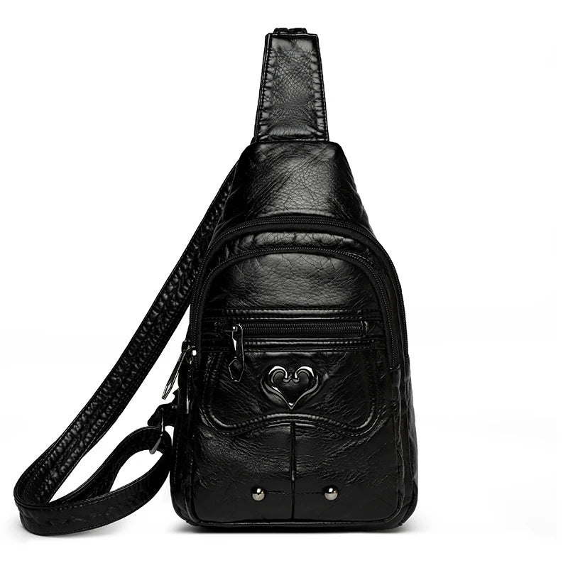 Fashionable PU Leather Women's Chest Bag for Outdoor Adventures