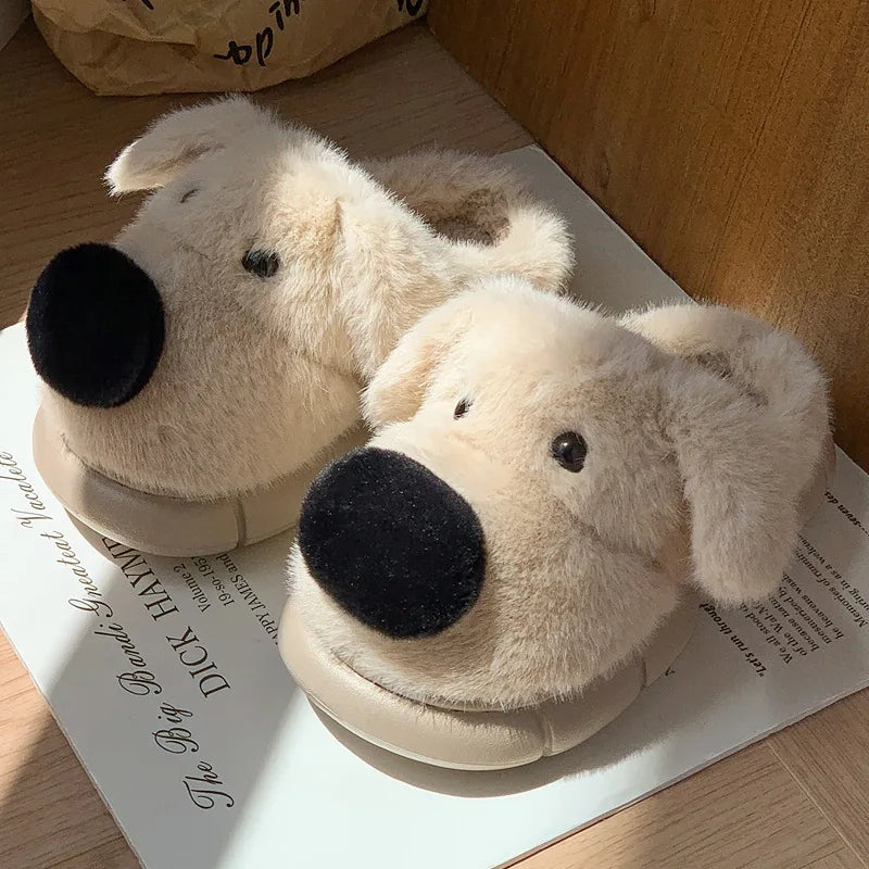 Children's Cartoon Puppy Plush Slippers | Cozy Warm Home Slides