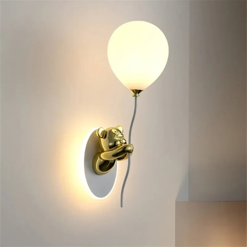 Lámpara de pared de oso creativo | Lámpara suave de globo de dibujos animados para habitaciones infantiles