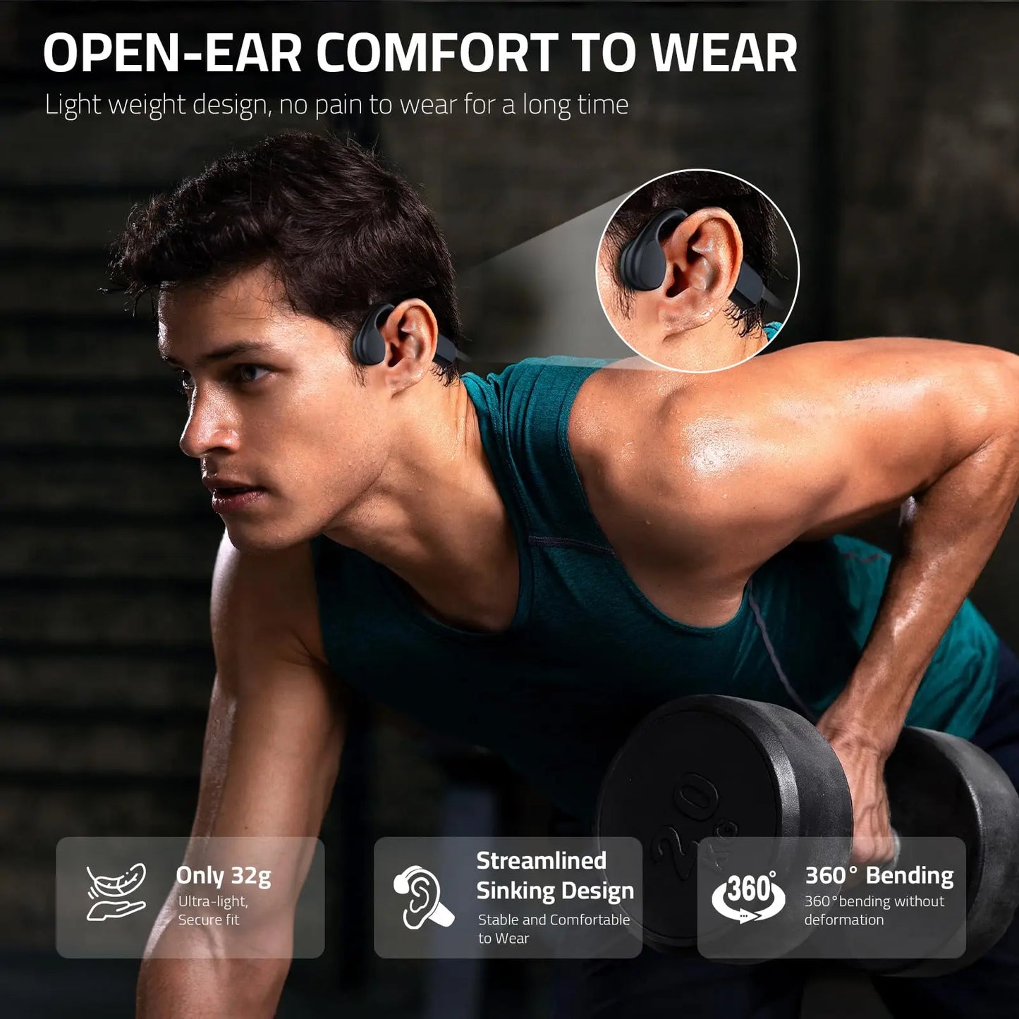 Waterproof Bone Conduction Wireless Earphones | 32GB MP3 Headset