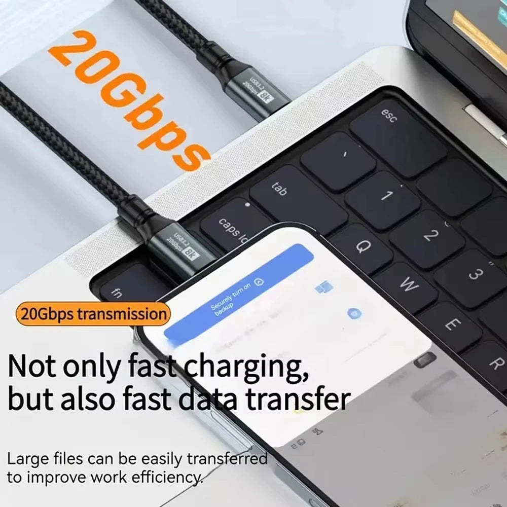 USB 3.2 Gen2 USB C To Type C Charger Cable | 100W 8K 60Hz Support