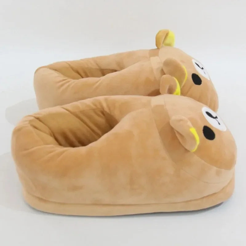 Cute Plush Fleeces-Lined Winter Bear Cartoon Slippers