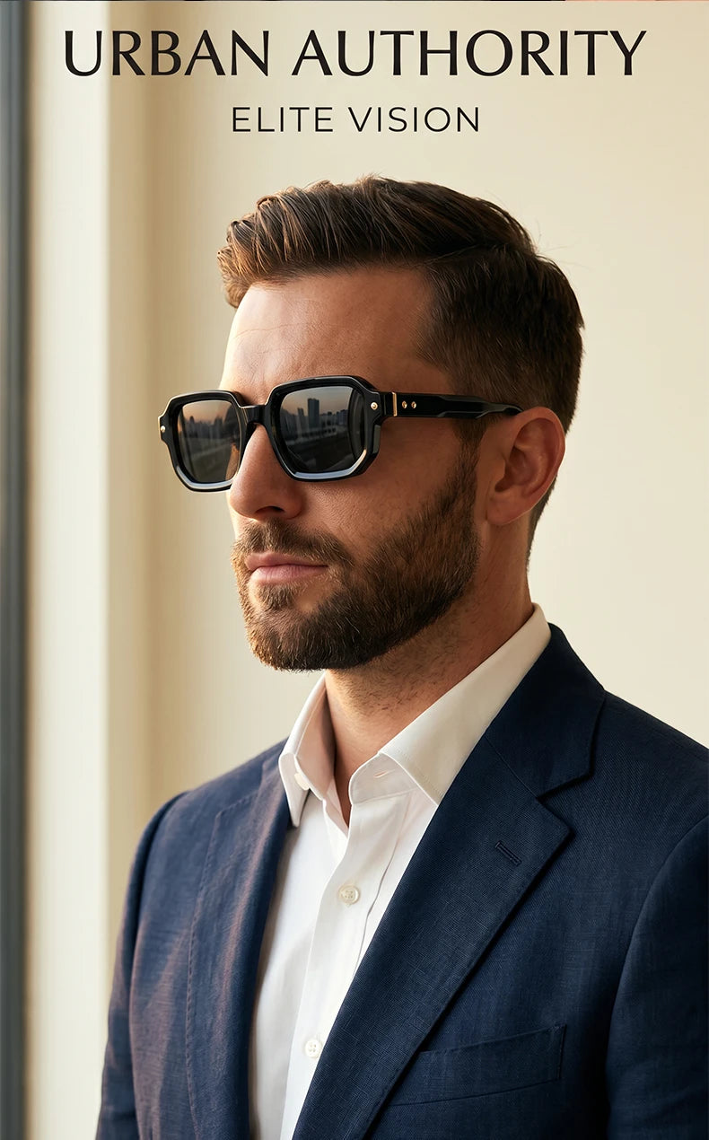 Vintage Photochromic Square Sunglasses for Men | Retro Steampunk Style