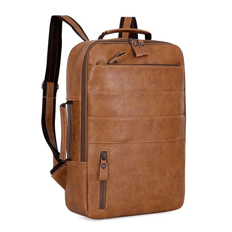 Waterproof PU Leather Business Backpack | Large Capacity USB Rucksack