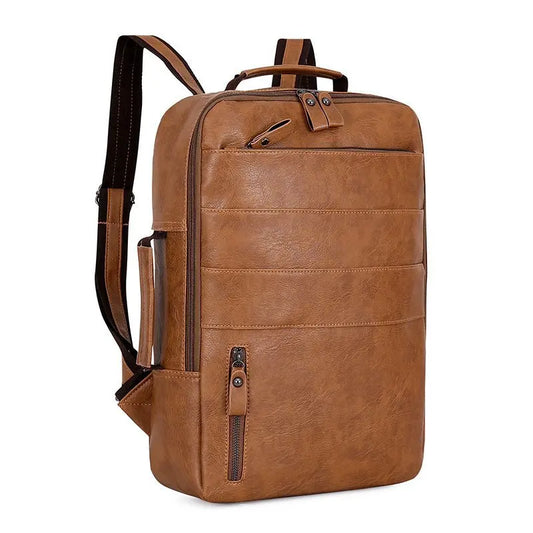 Waterproof PU Leather Business Backpack | Large Capacity USB Rucksack