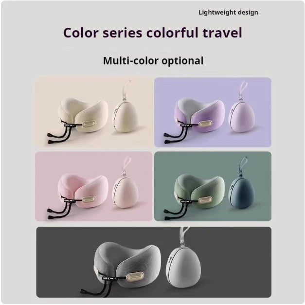 U-Shaped Memory Foam Neck Pillow Travel & Office Pillow Soft Support Cushion with Portable Storage Box