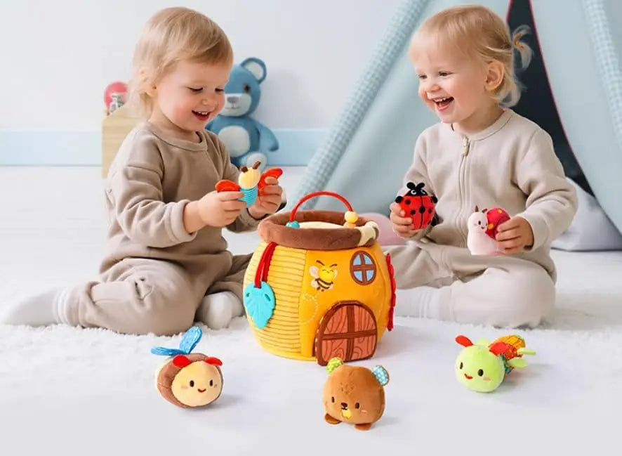 Plush Baby Beehive Toy with Stuffed Farm Animals | Sensory Fun