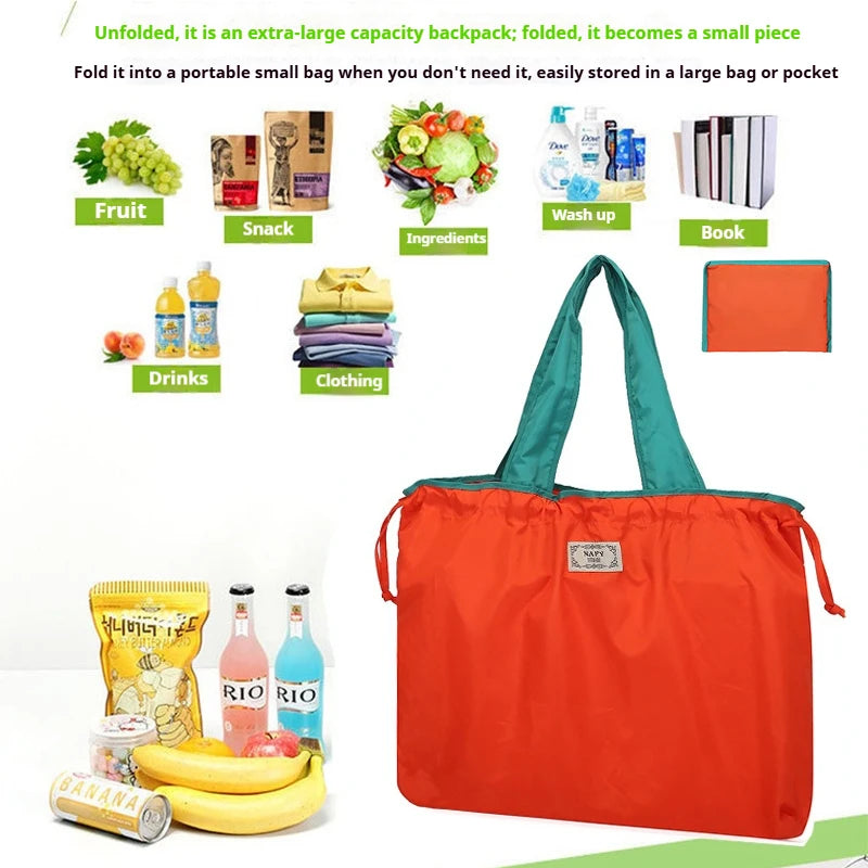 Large Capacity Eco-Friendly Drawstring Shopping Bag | Waterproof Travel Tote