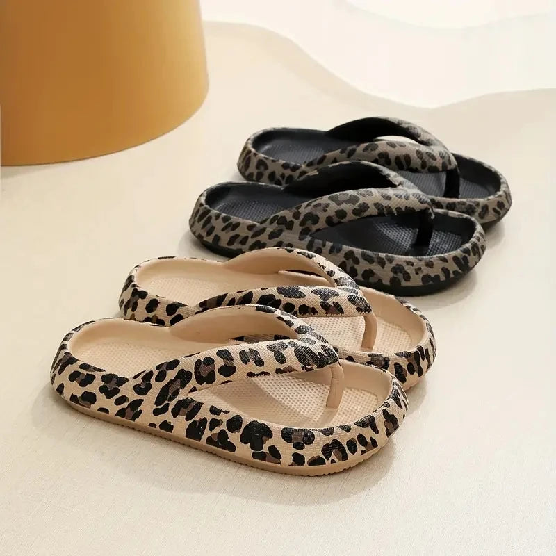 Women's Retro Leopard Print EVA Slides | Comfortable Slip-On Sandals