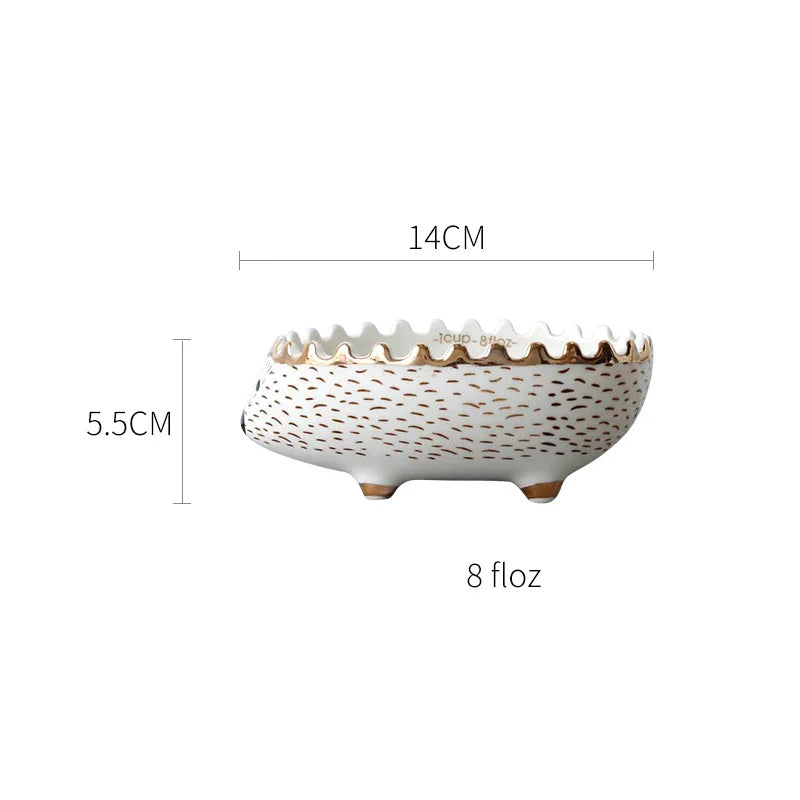 Cute Hedgehog Ceramic Dessert Bowl | Adorable Nordic Tableware