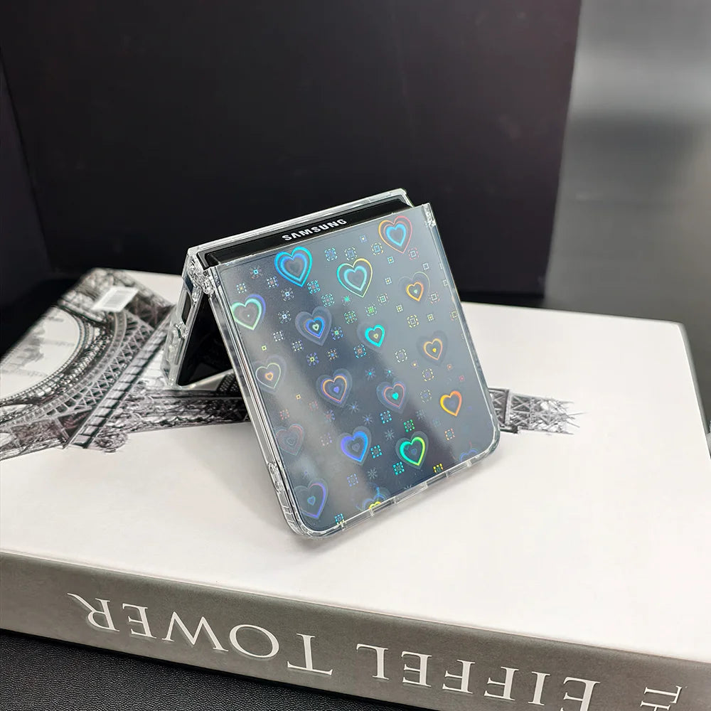 Holographic Love Pattern Phone Case | Stylish Protection for Z Flip 7