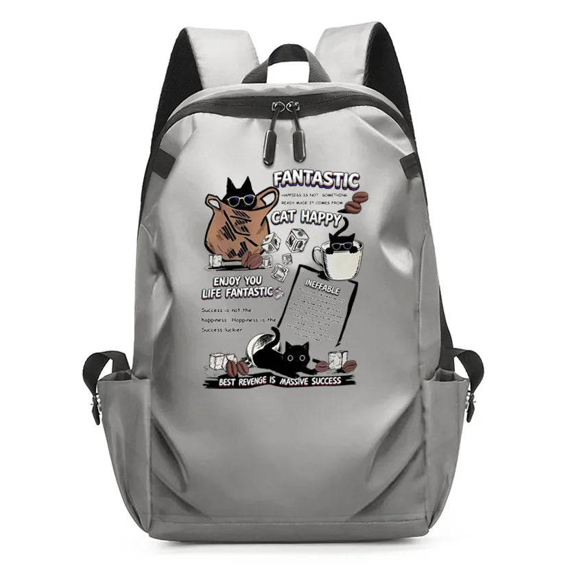 Cute Waterproof Men's Business Laptop Backpack with Cat Print