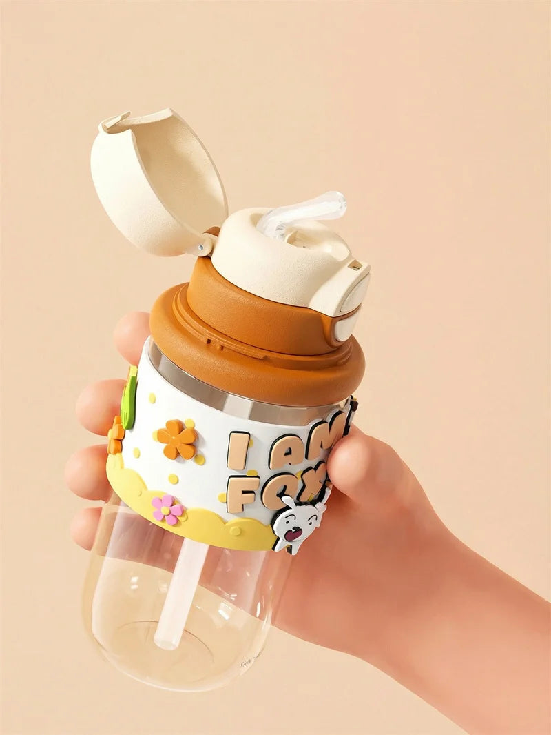 Cute Cartoon Straw Cup for Kids | Leakproof Outdoor Water Bottle