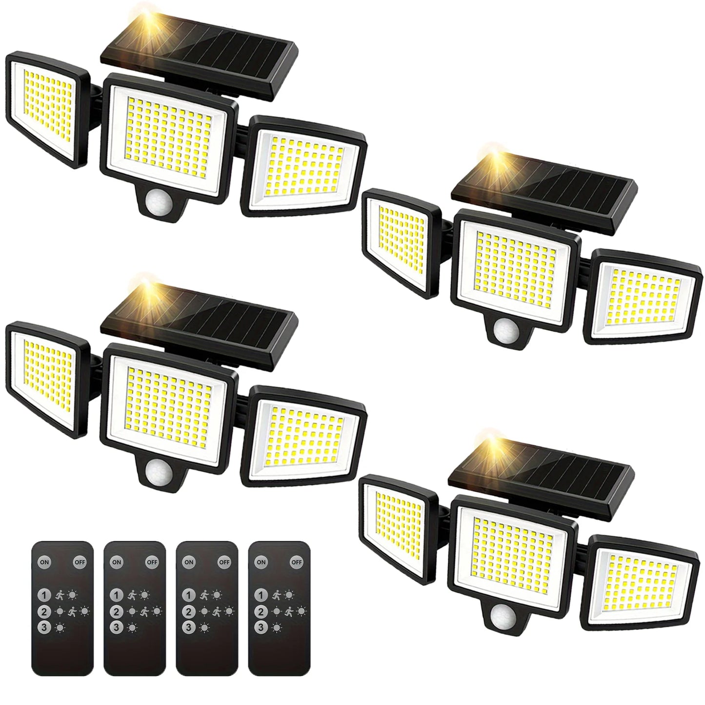 3-Head Solar Outdoor Light with Motion Sensor & Remote Control