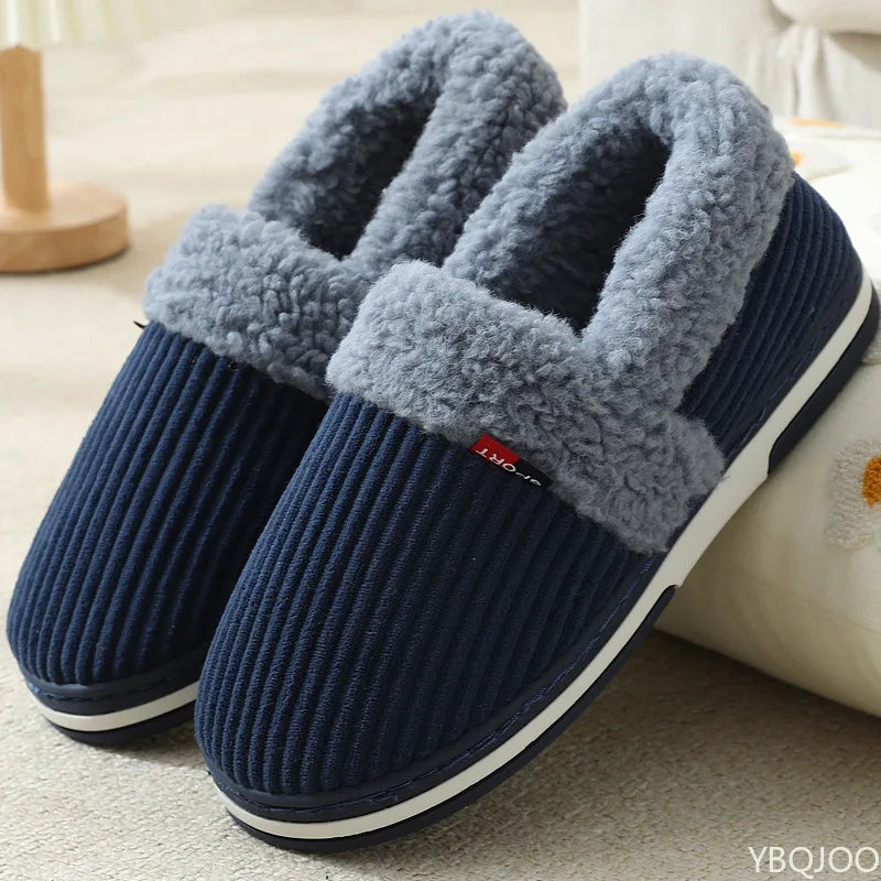 Cozy Winter Plush Couple Bag Heel Slippers | Soft Indoor Shoes