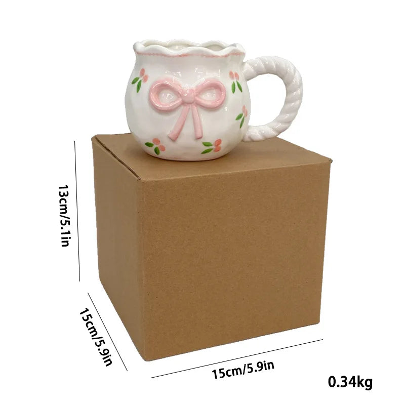 Cute Handmade Bow Ceramic Coffee Cup | Unique Gift Mug