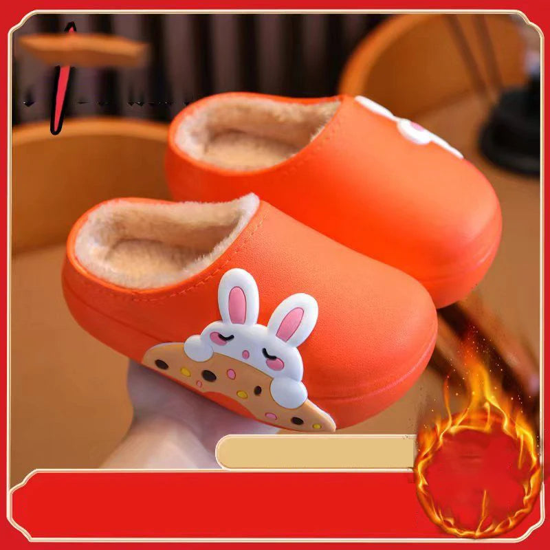 Kids Cute Animal Print Plush Slippers | Waterproof Anti-Slip Comfort