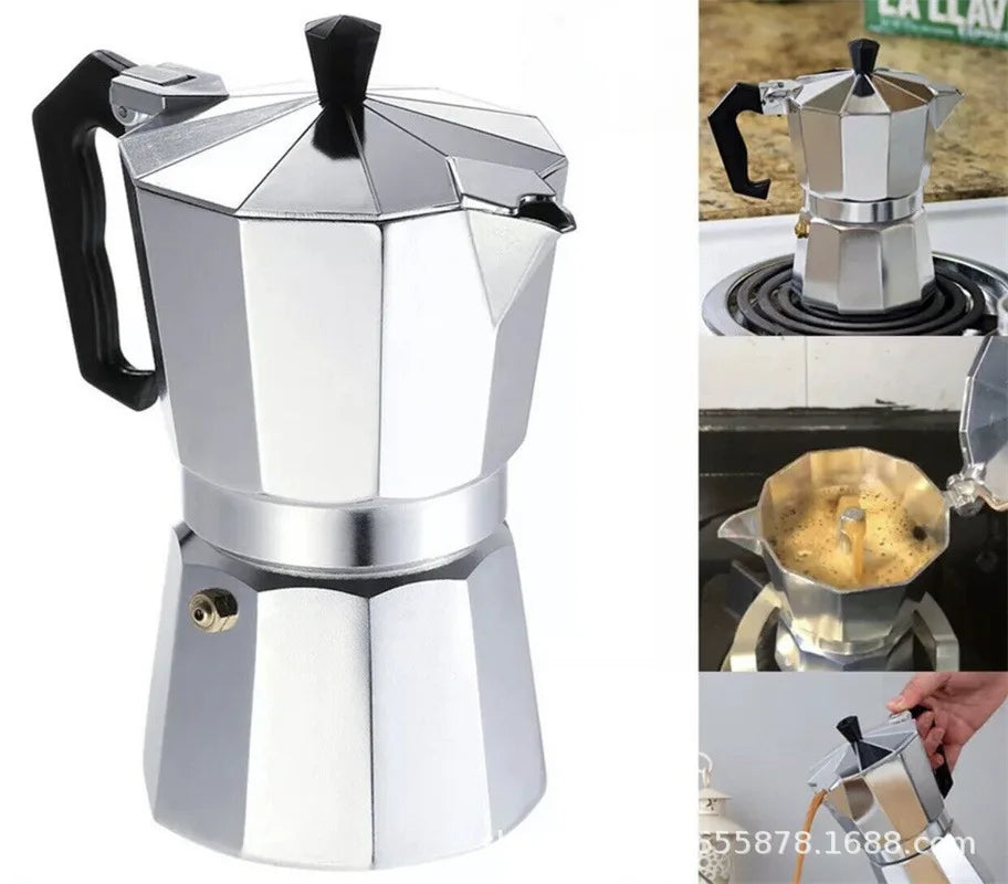 Italian Outdoor Aluminum Mocha Coffee Pot | Portable & Stylish