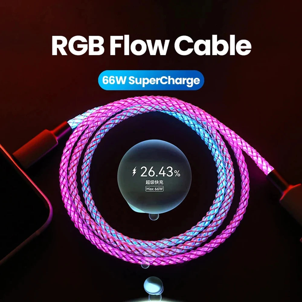 RGB Glowing Super Fast Charging Data Cable USB A to Type C