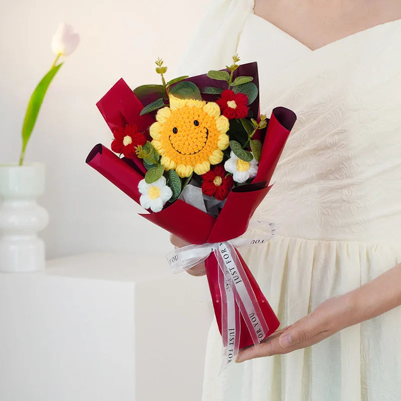 Ramo de Flores de Ganchillo de Hilo Hecho a Mano | Decoración Floral Eterna