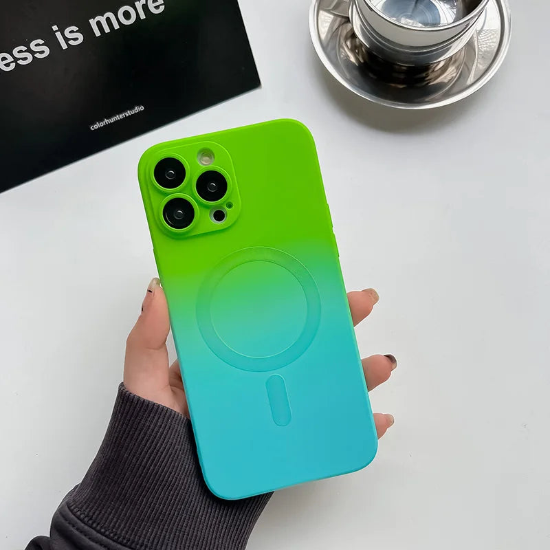 Comes With Lens Film Gradient Color Phone Case For IPhone 17 16 15 14 13 12 Pro Max 11 Silicone Shockproof Back Cover