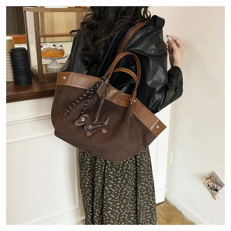 Bolso de hombro de piel suave de gamuza para mujer | Estilo casual de lujo