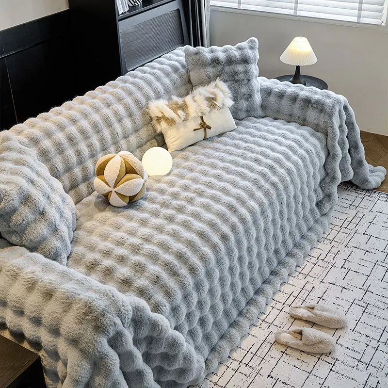 Plush Sofa Towel Cover | Thick Anti-Slip Winter Sofa Protector