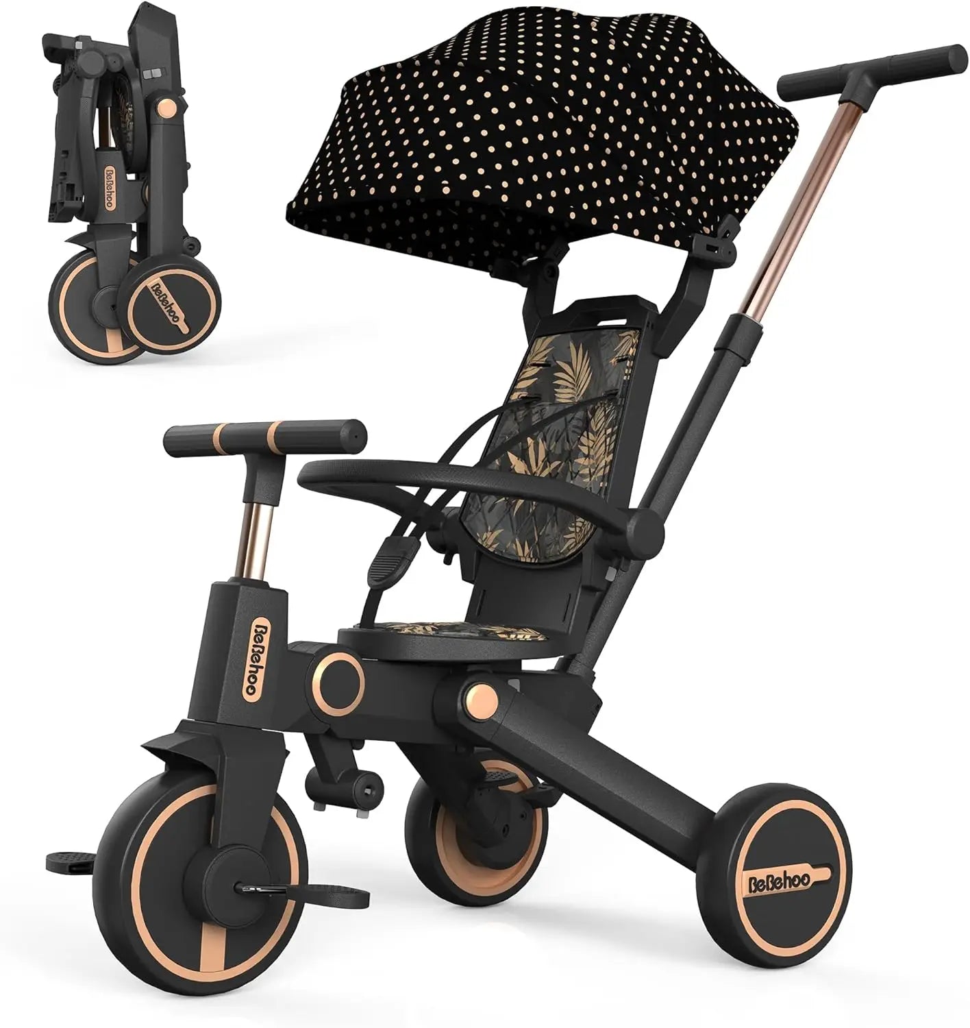 Foldable Tricycle Stroller for Toddlers | 3-in-1 Push Bike