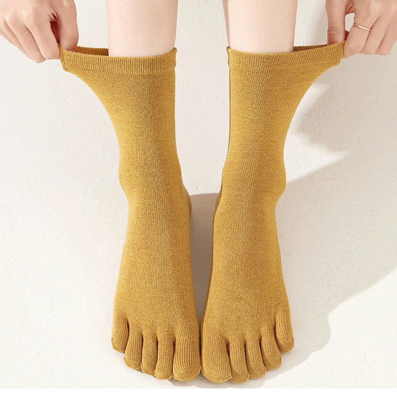 5 Pairs Women's 5 Finger Socks | Comfortable Cotton Toe Socks